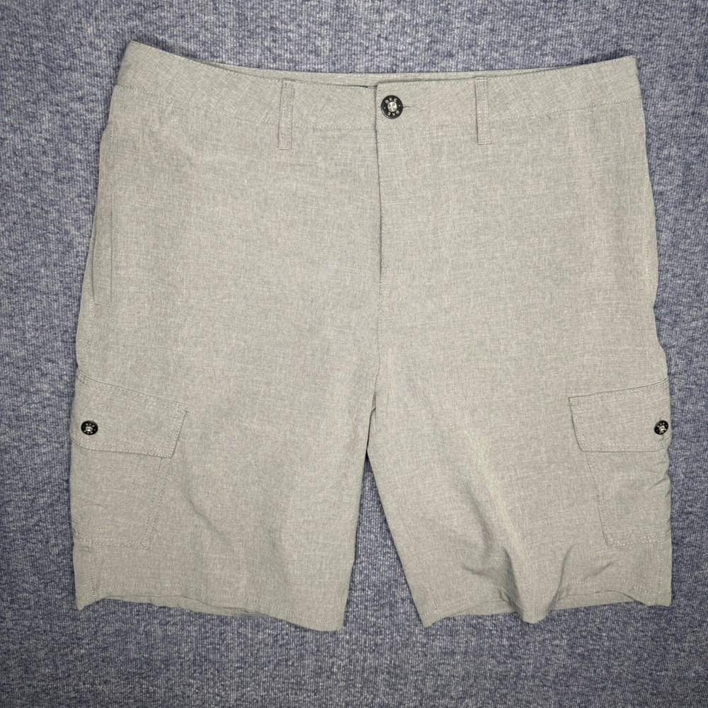 BKE Hybrid Shorts Mens 34 Grey Athletic Fit Cargo Quick Dry Stretch 11 Inseam